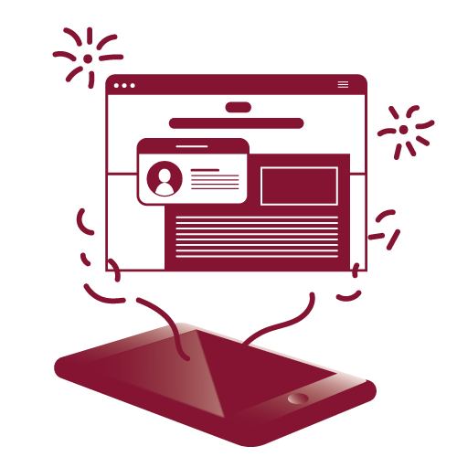 Illustration of a digital interface emerging from a mobile device