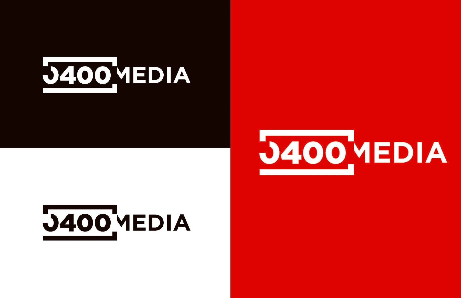 5400 Media wordmark variations in black, white, and red