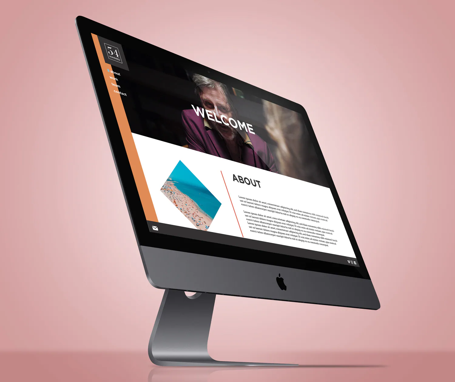 54 Hundred website concept presented on a desktop monitor