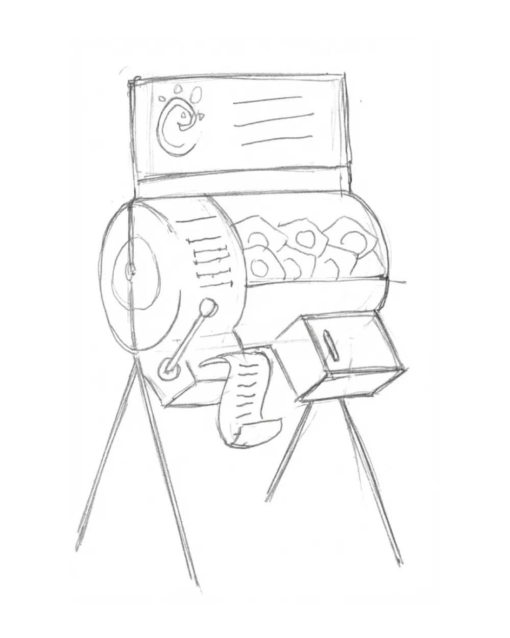 Eggs in the Basket concept sketch with mechanical side path