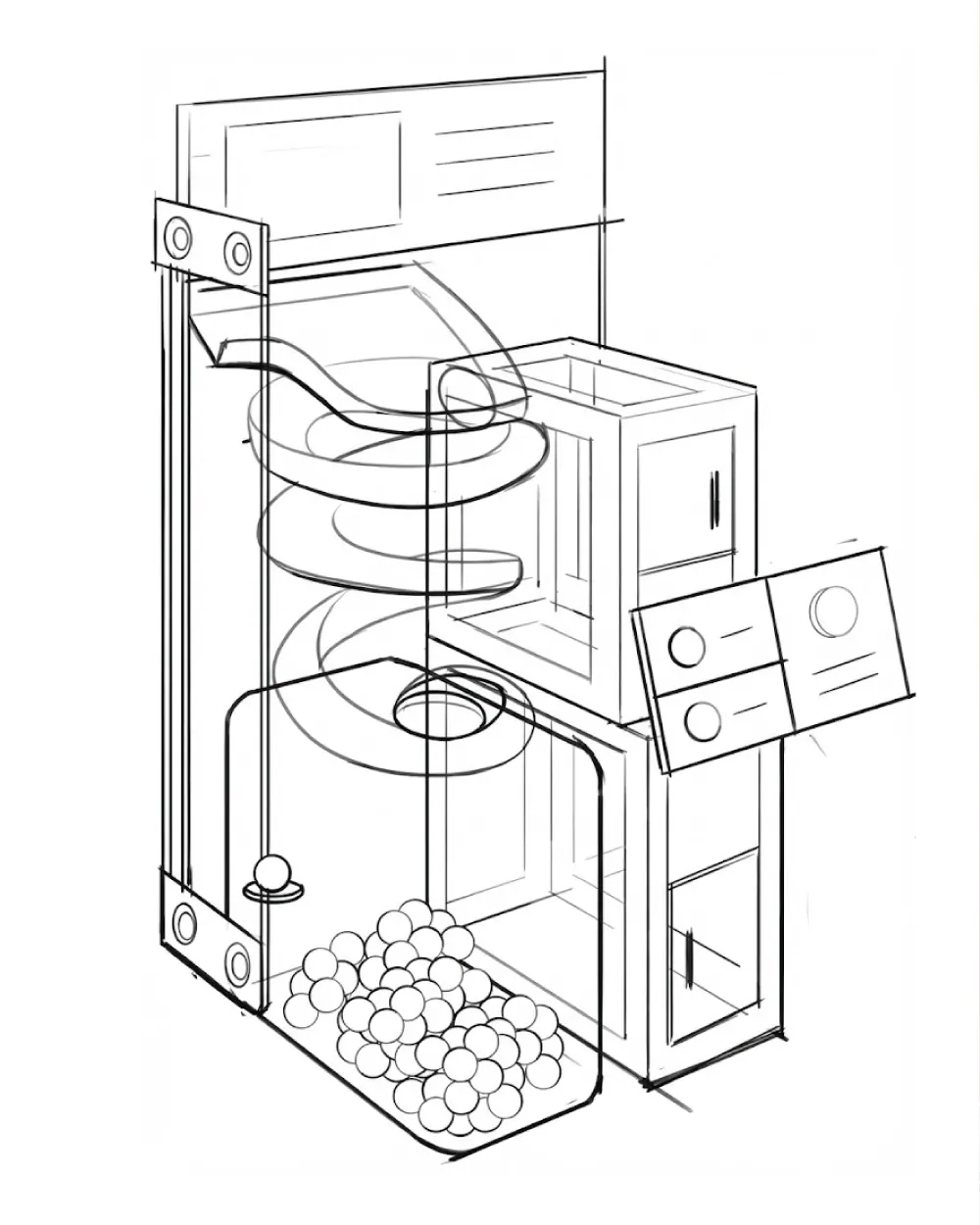 Humble Wonder Machine refined sketch with clearer controls and access door