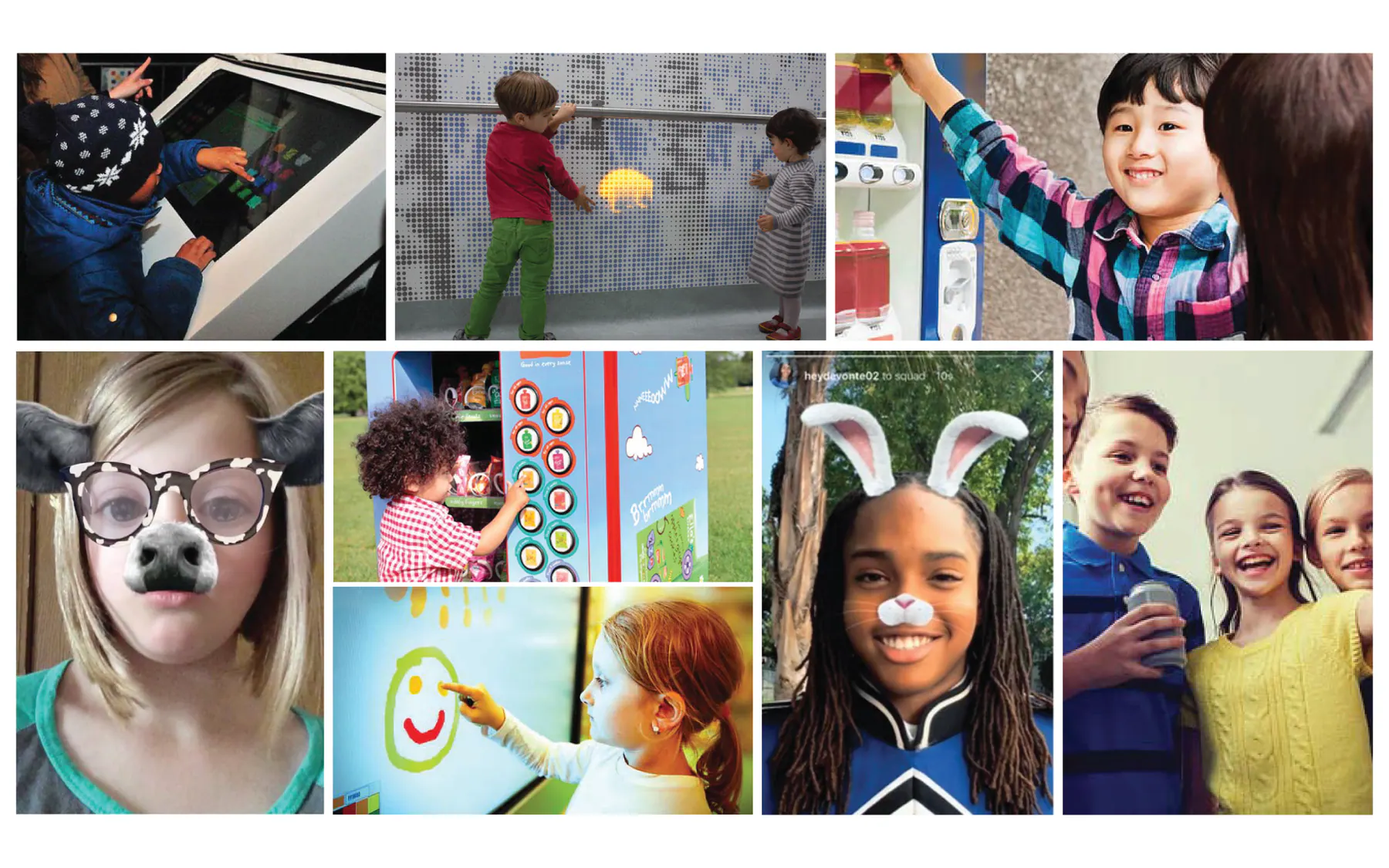 Joy Machine inspiration board with interactive and kid-first references