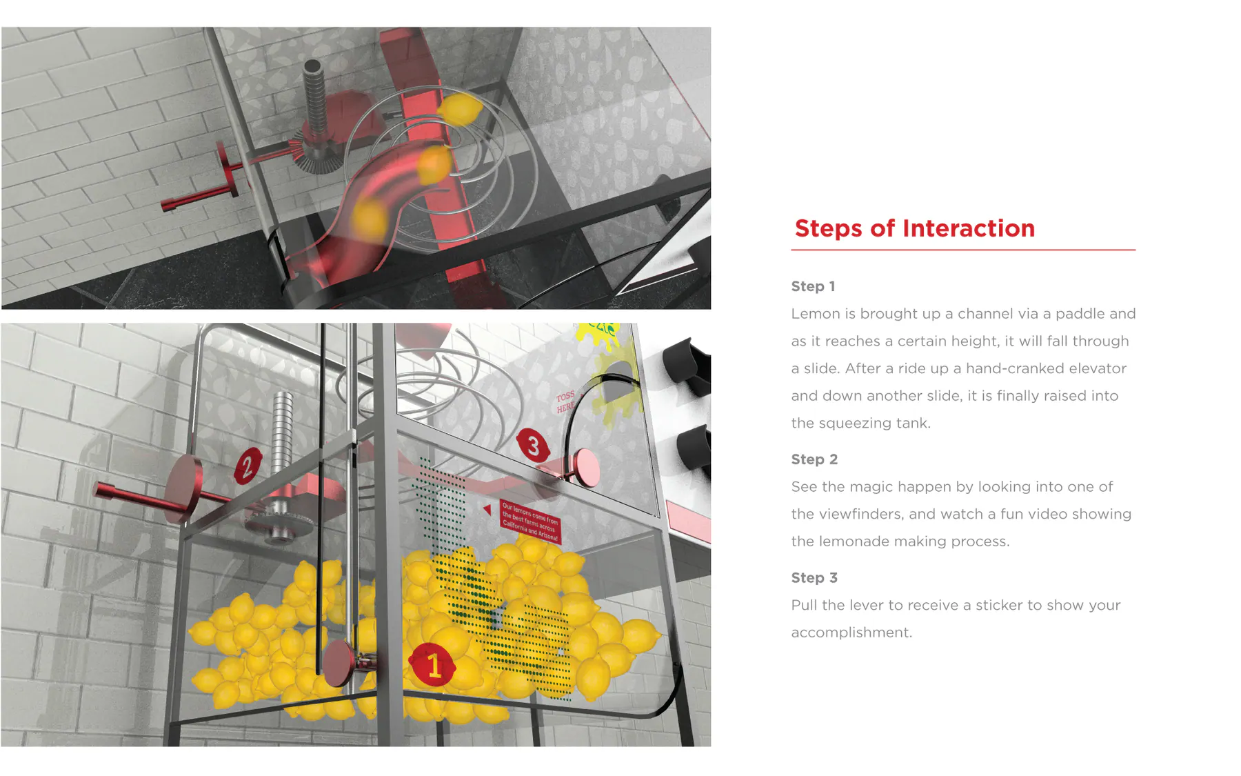 Lemon Squeezy refined concept sketch with channel flow and dispense area