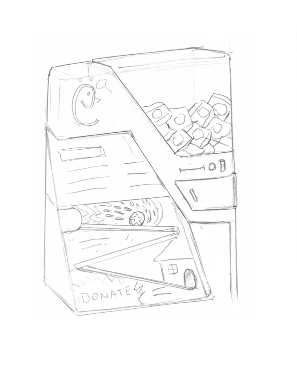 Run Token Run concept sketch with elevated track and drop path