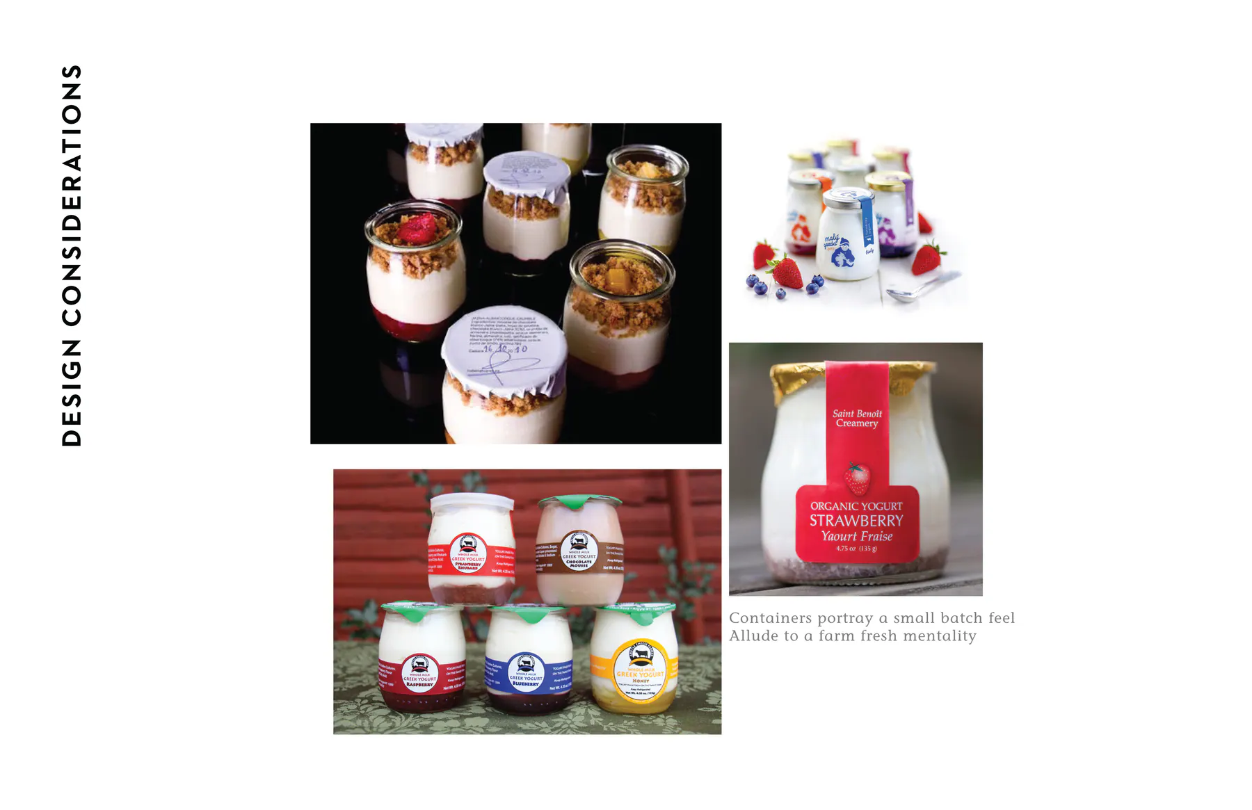 Whole milk structural references for layered yogurt cups and small batch packaging