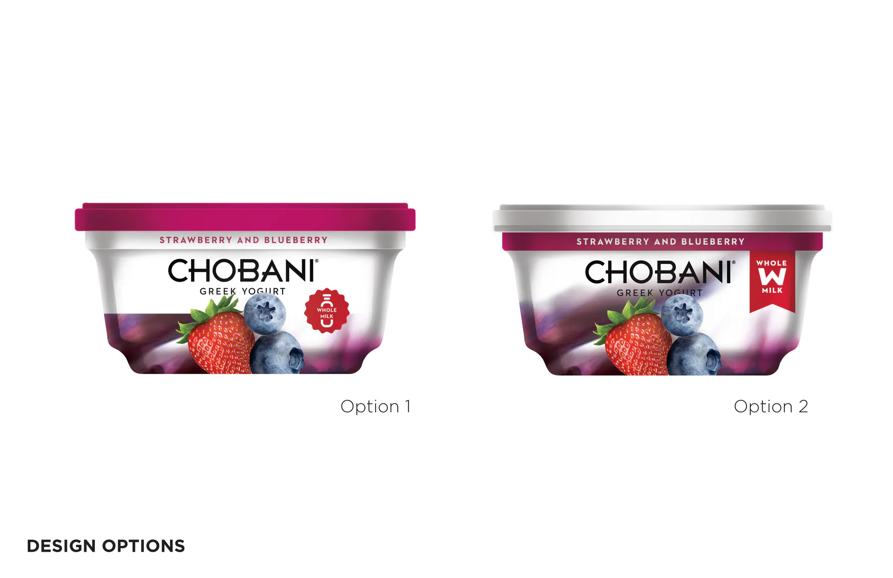 Whole milk package option one and option two with lid and side label variations