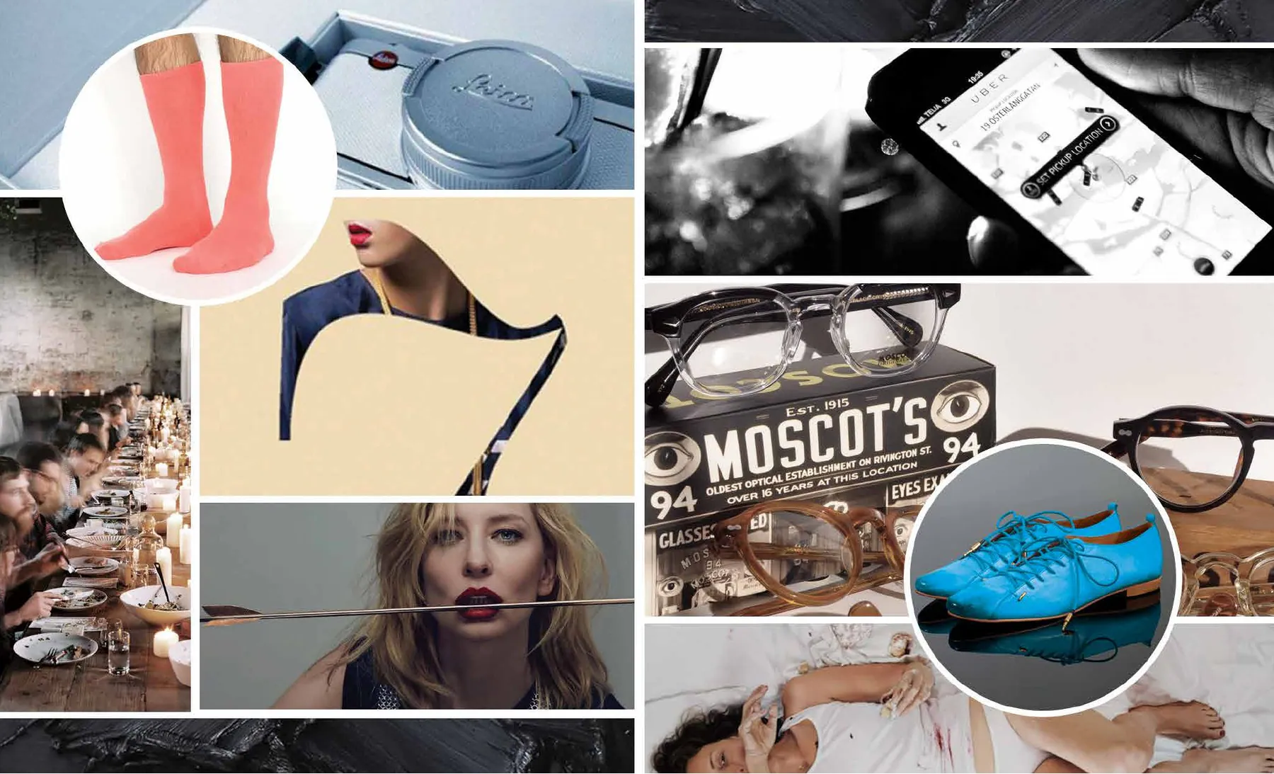 Morgans visual direction board exploring editorial collage, fashion, travel, and creative expression