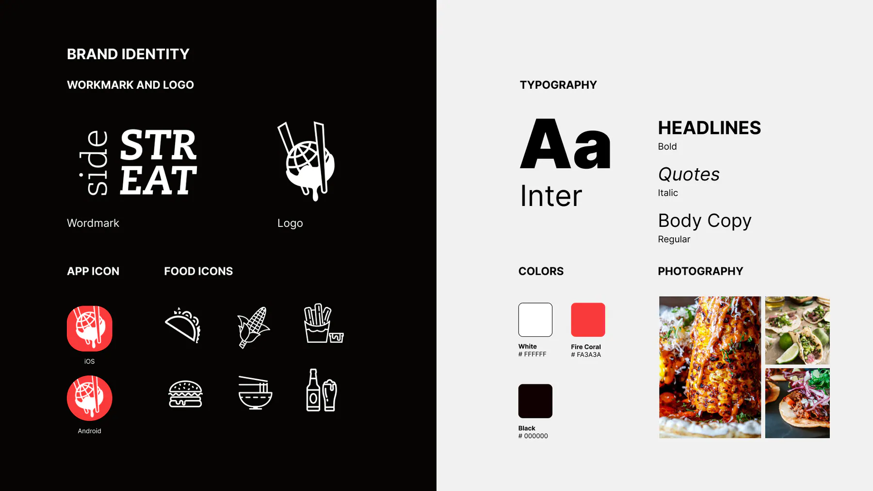 SideStreat brand identity, iconography, typography, and color system