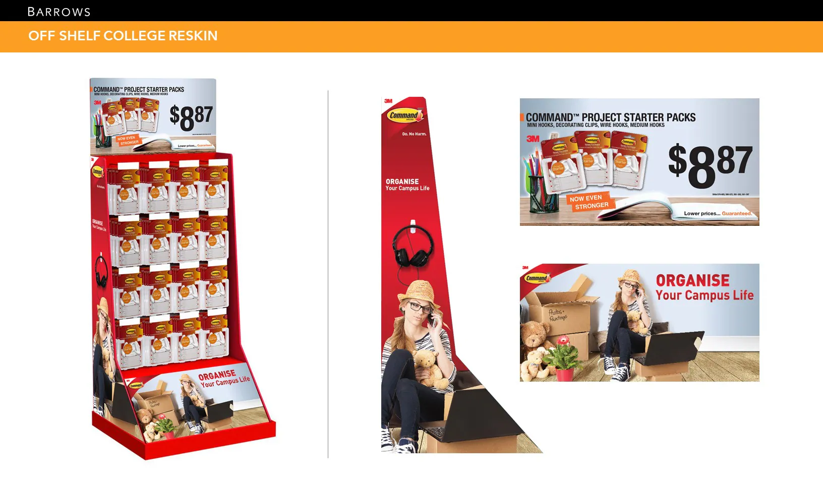 Kickstart College with Command endcap concept for dorm organization and decorating