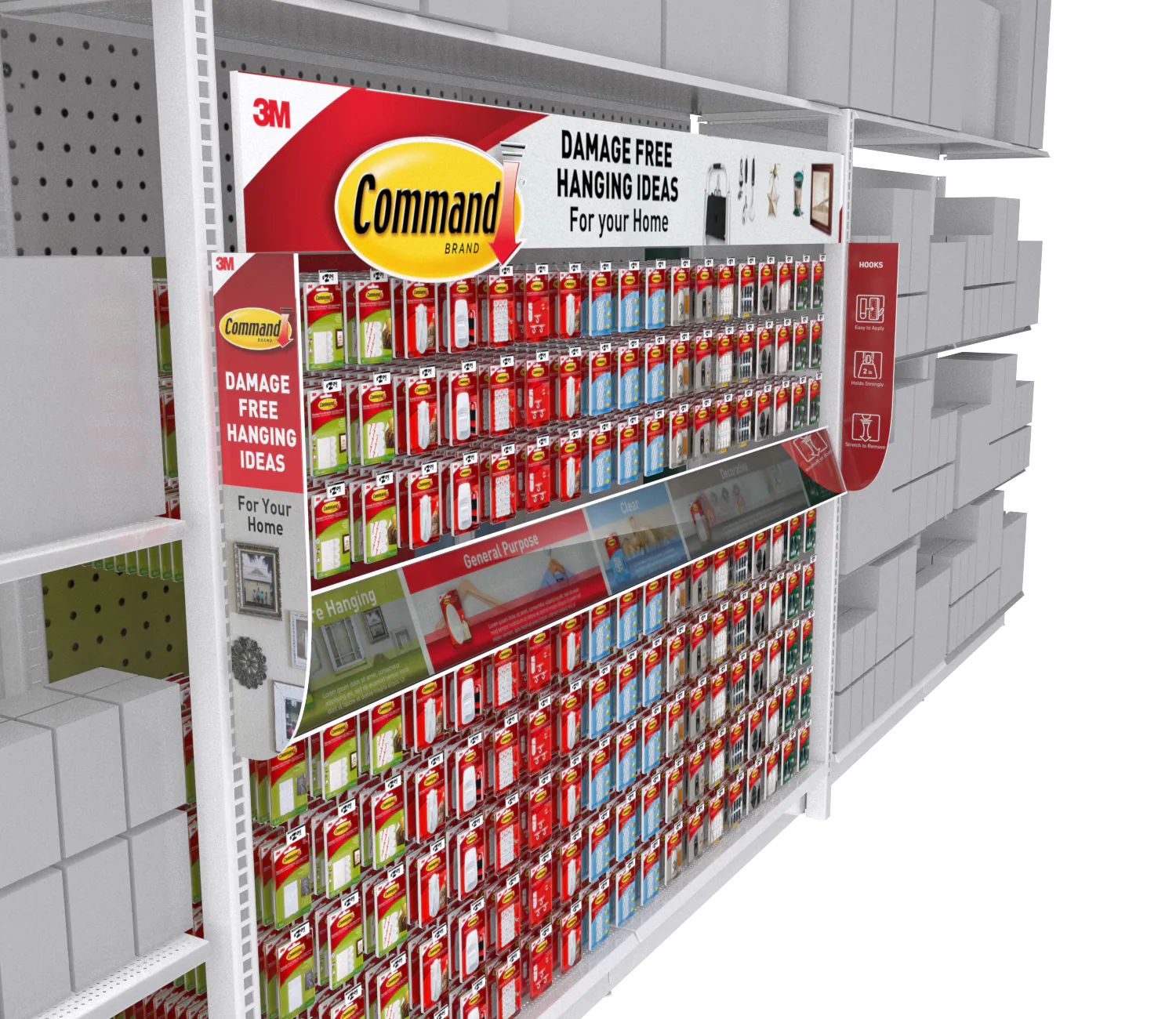 Angled view of Command navigation blades and in-aisle product communication