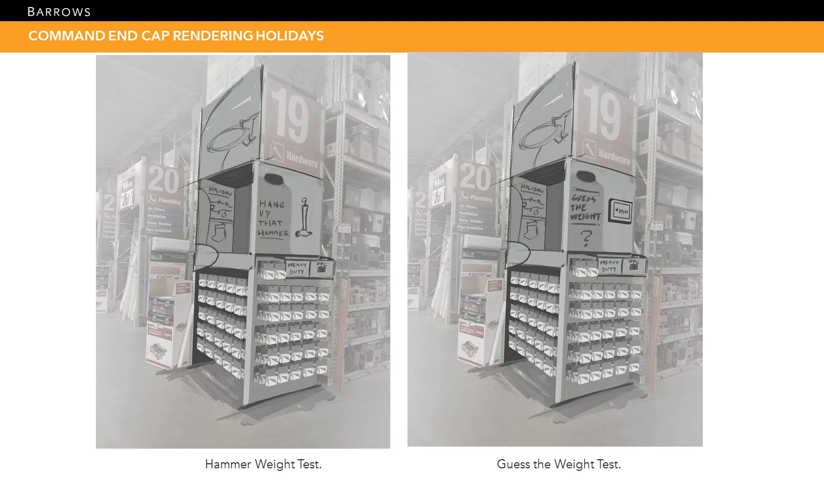 Command endcap development comparing Home Depot and 3M branded fixture directions
